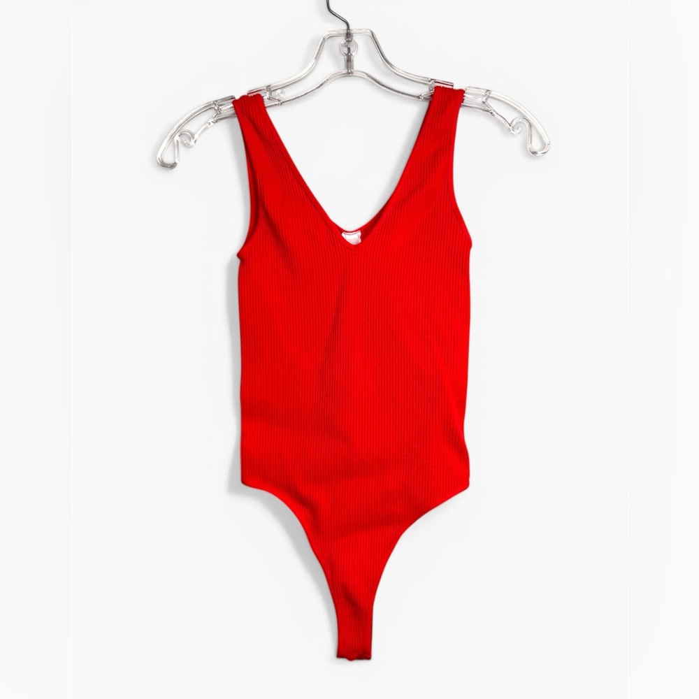 Nikibiki Red Bodysuit Women’s Size O/S Ribbed One-Piece